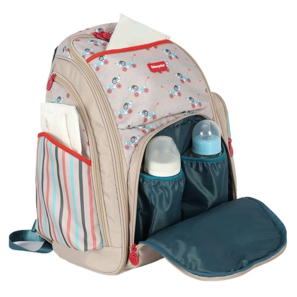 Bolsa Maternidade Mochila Fisher Price Bege Porta Mamadeira