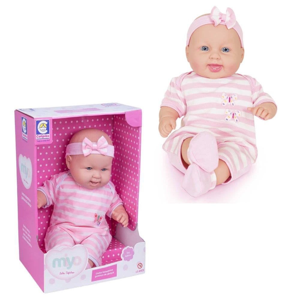 Boneca Miyo Cotiplas Bebê Reborn Criança Menina Rosa 2247