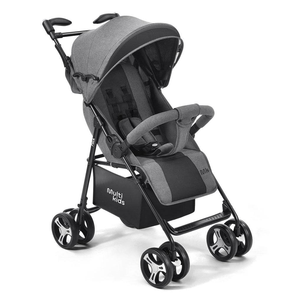 Carrinho Passeio Flick Multikids Baby Preto Com Cinza