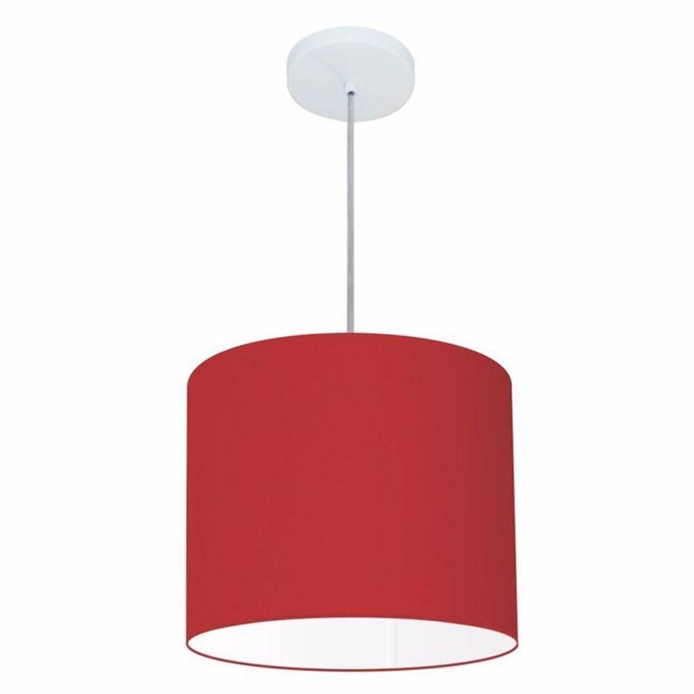 Lustre Pendente Cilíndrico Vivare Md-4143 Cúpula Em Tecido 35x25cm - Bivolt Bordo 127/220v