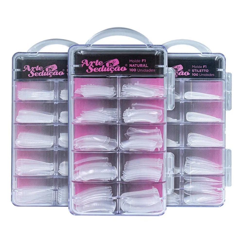 Kit 300 Molde F1 Stiletto, Bailarina, Natural, Arte Sedução