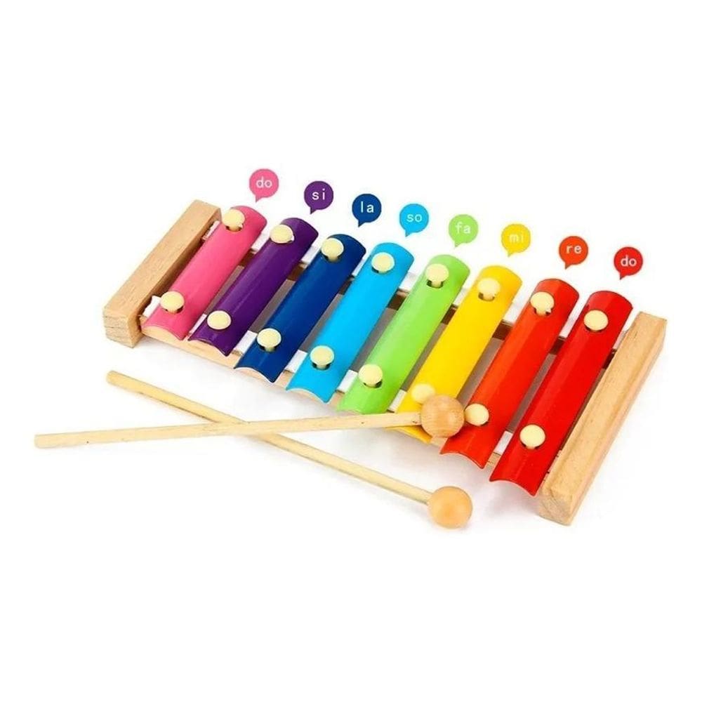 2X Xilofone Infantil Madeira Pronta Cor Colorido
