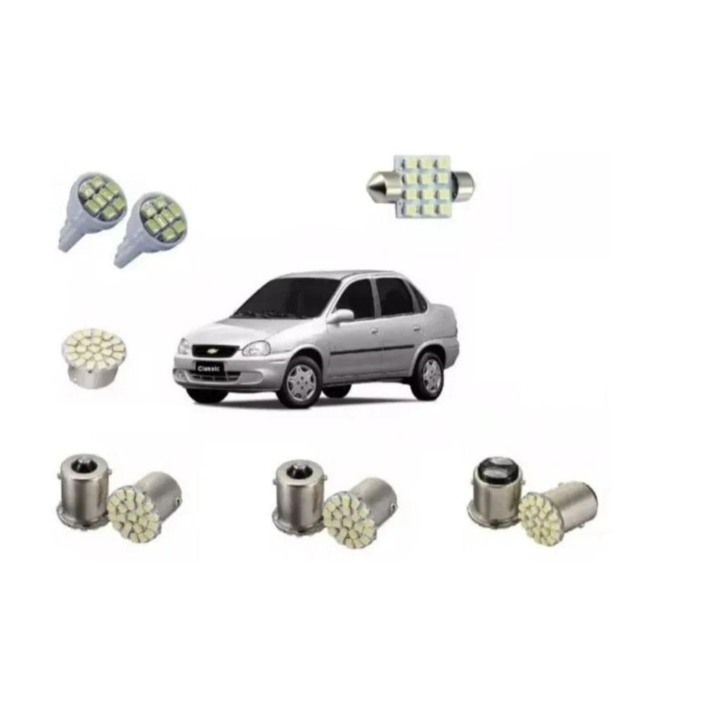 Kit Lampada Led Corsa Classic 95/2010 Teto Placa Ré Lanterna