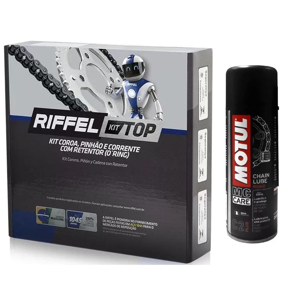 Kit Transmissão Relação Tração Honda Xre 300 Sahara 2024 Com Anel Riffel + Motul C2 200Ml