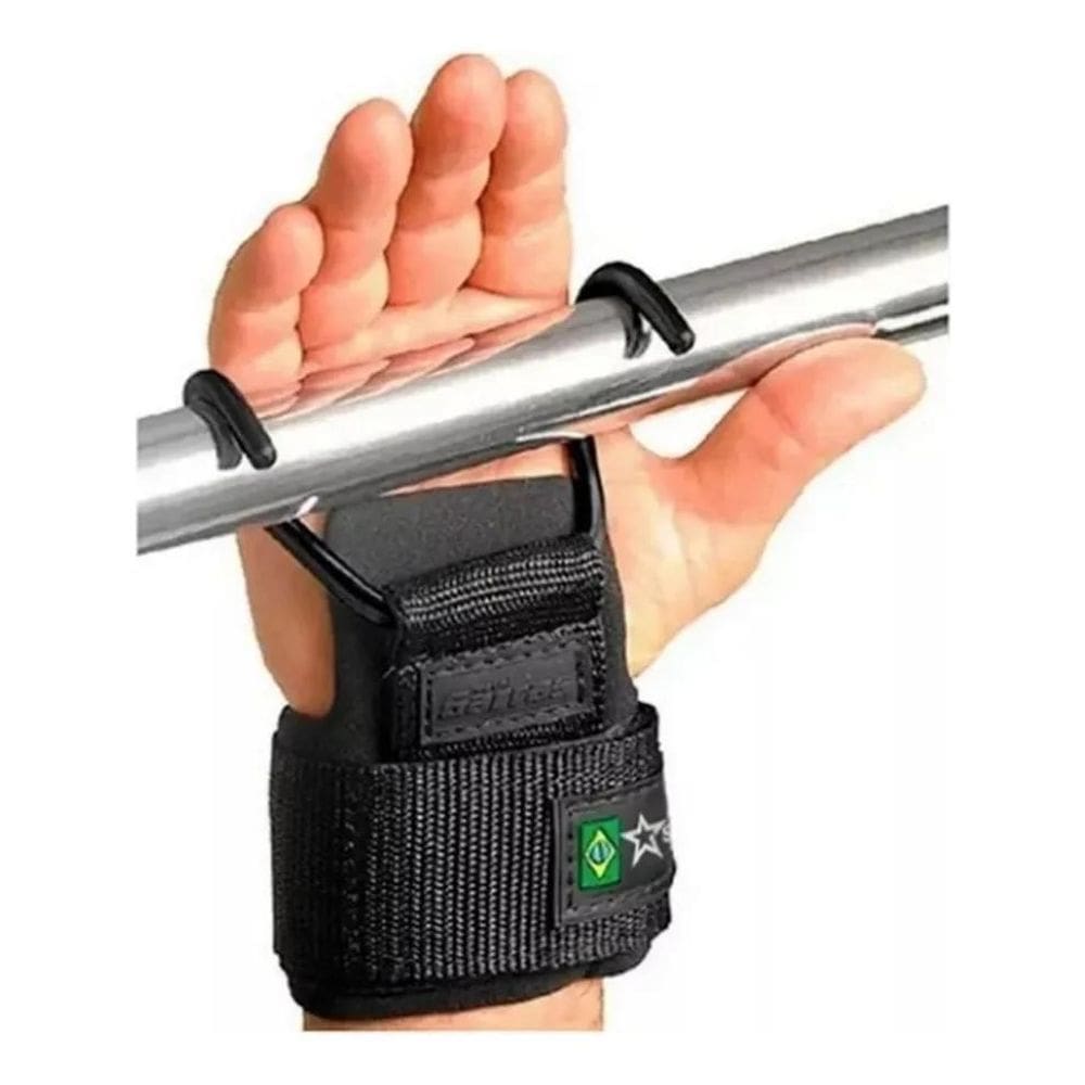 2X Strap Gancho Aço Fort Garras Treino Musculação Cor Preto