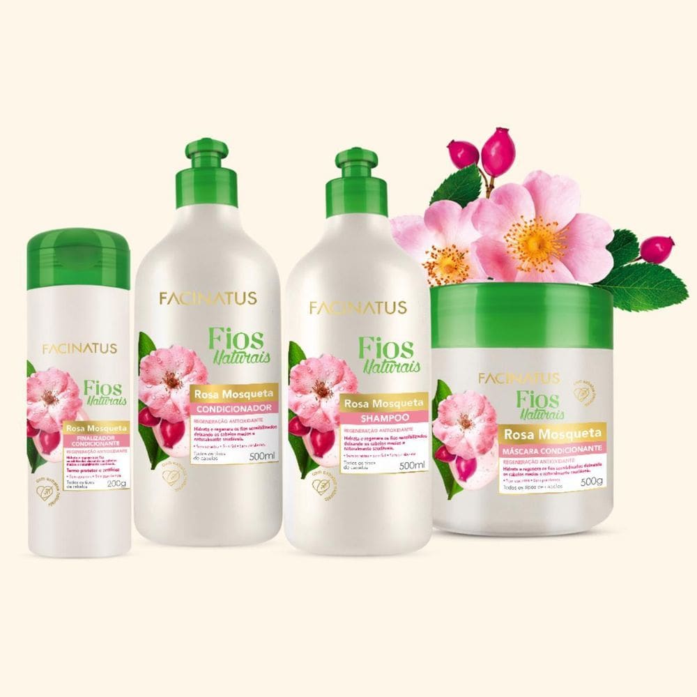 Kit Shampoo Condicionador Finalizador Mascara Rosa Mosqueta