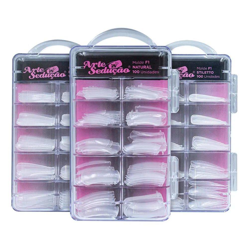 Kit 300 Molde F1 Stiletto, Bailarina, Natural, Arte Sedução