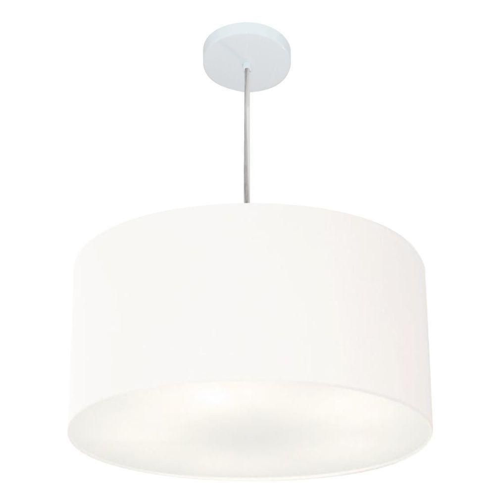 Lustre Pendente Cilíndrico Vivare Md-4213 Cúpula Em Tecido 50x30cm - Bivolt Branca 127/220v
