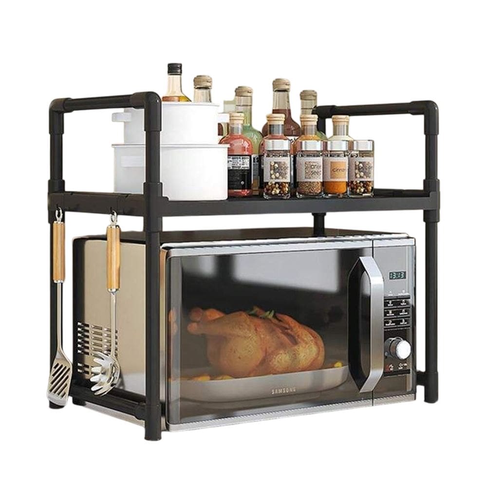 Suporte Rack Microondas Organizador Prateleira Cozinha Gancho Louças Escorredor Panela Armario Compacto