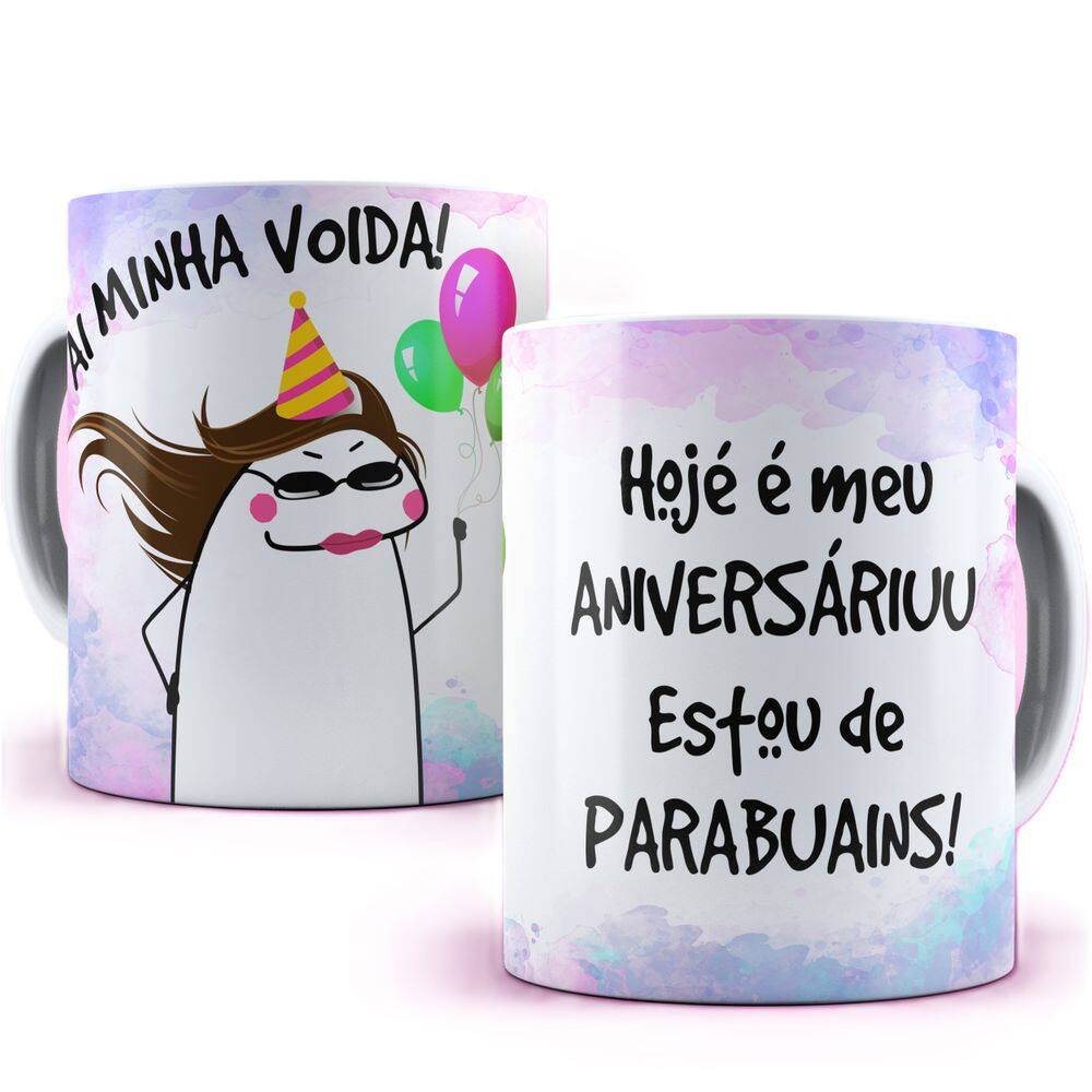 Caneca Flork Parabéns Porcelana – Humor e Estilo para o Dia a Dia