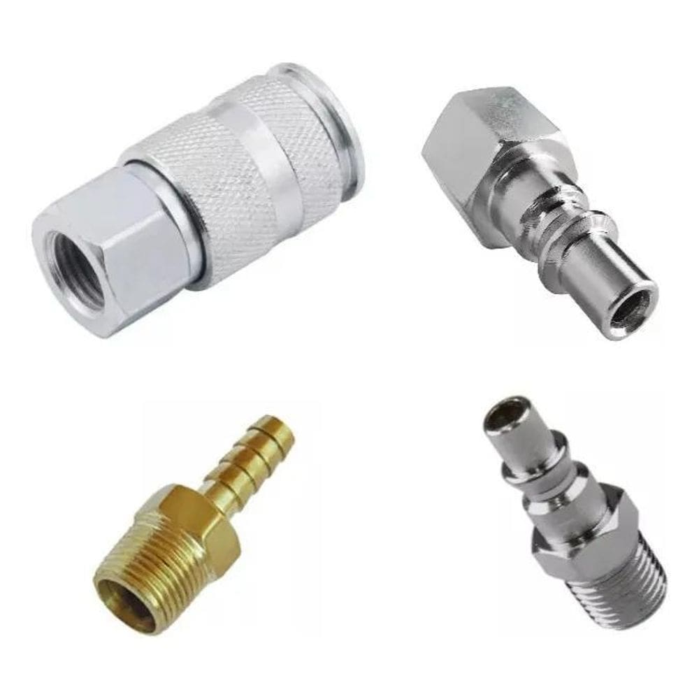 2X Jogo De Engate Rapido Rosca 1/4 Para Pneumaticos Compress