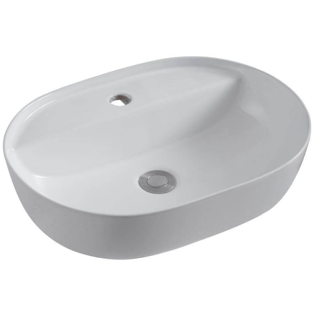 Cuba Pia De Apoio Oval Para Banheiro/lavabo 50x38 Capri Zagonel Louças - Com Deck - Branco