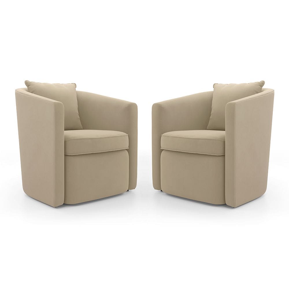 Kit 02 Poltronas Decorativas Sala de Estar Aimê Veludo Bege - Desk Design