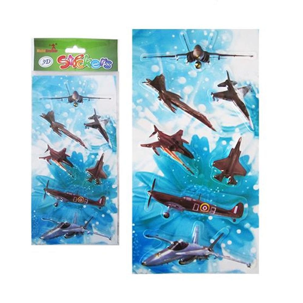 Cartela de adesivos stickers Aviões 3D