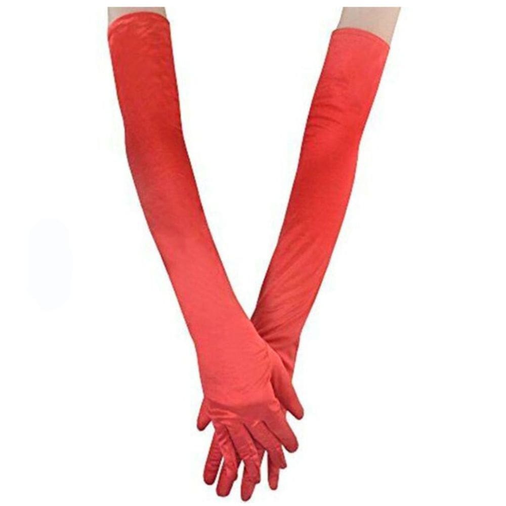 Luva Festa Fantasia Longa Debutante Casamento Preta Vermelha