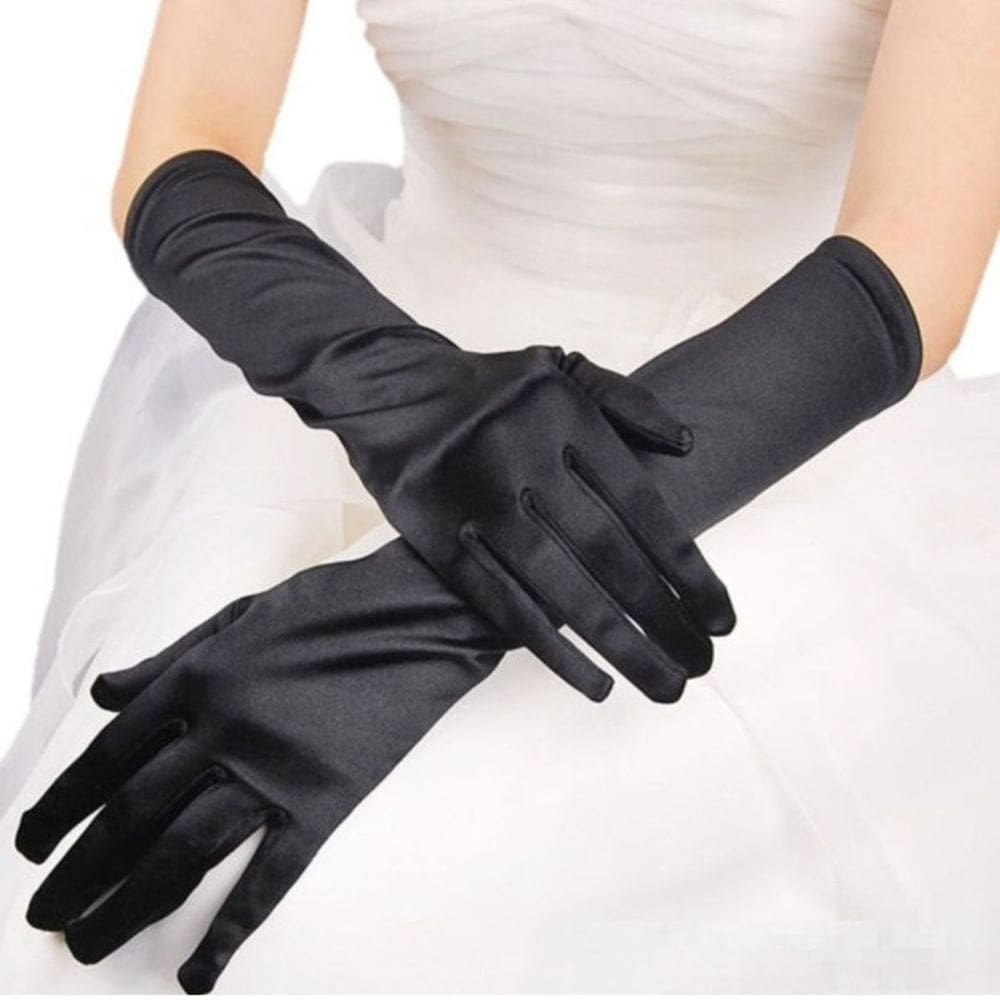 Luva Festa Fantasia Longa Debutante Casamento Preta Vermelha