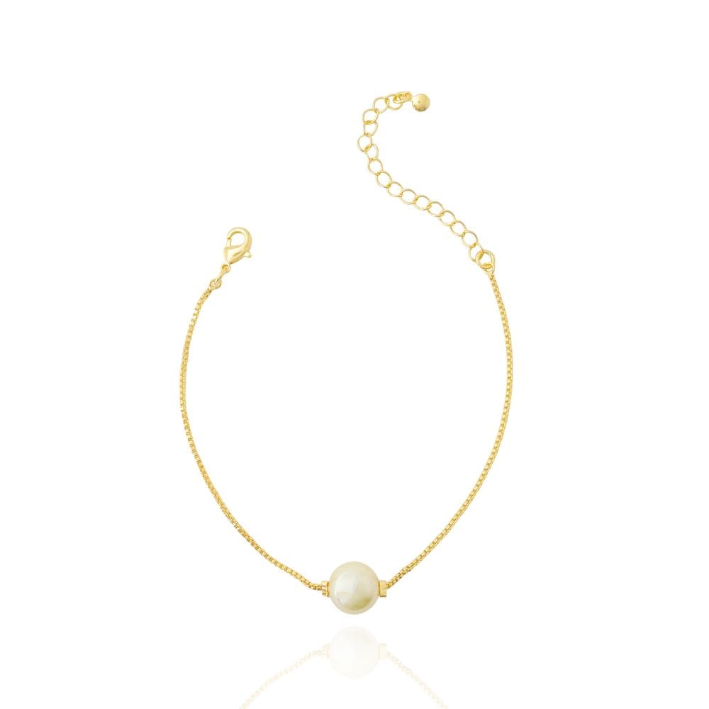 Pulseira Com Pérola Banhada a Ouro