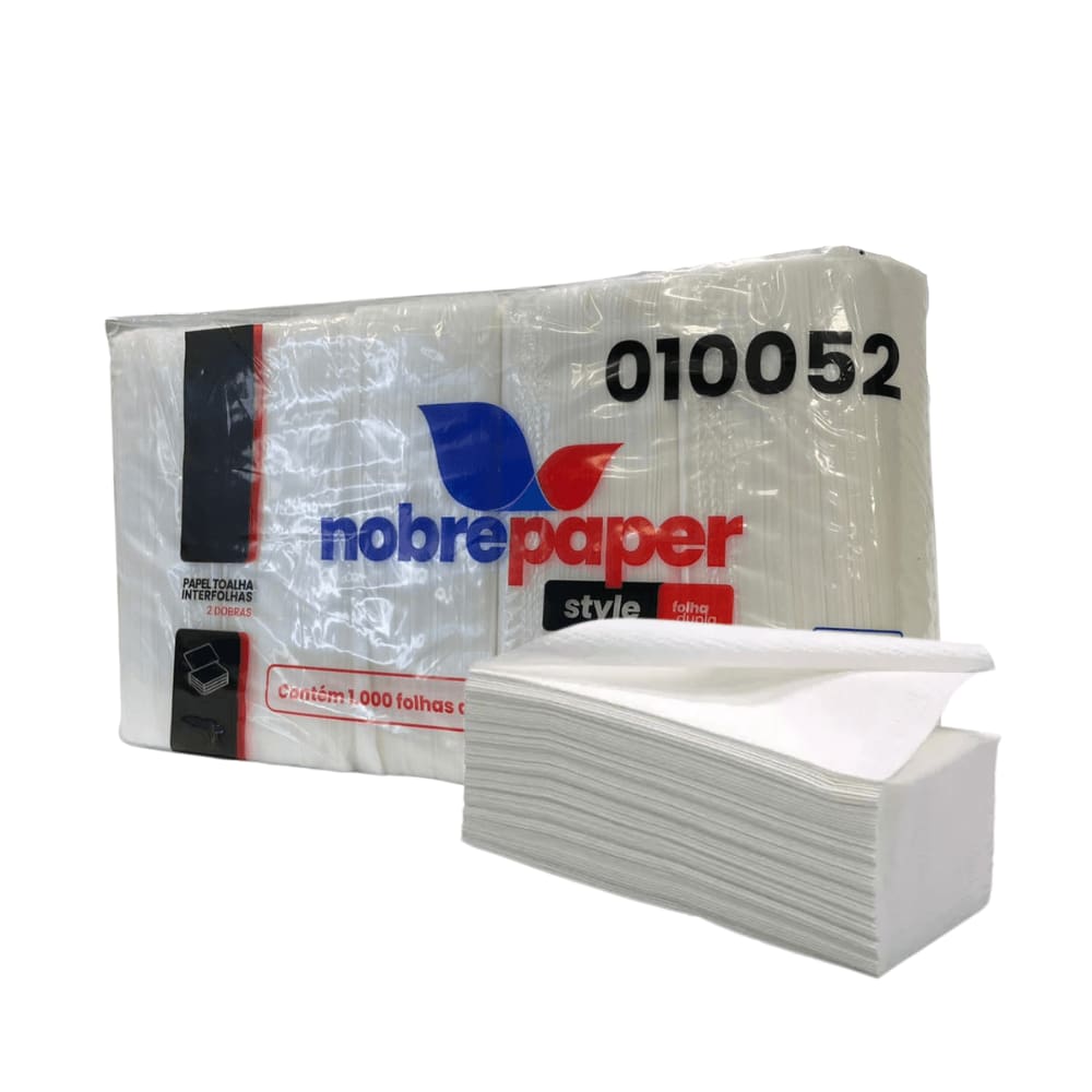 Papel Interfolha 100% celulose 22,5x21cm 2 dobras folha dupla Nobre com 1.000 folhas