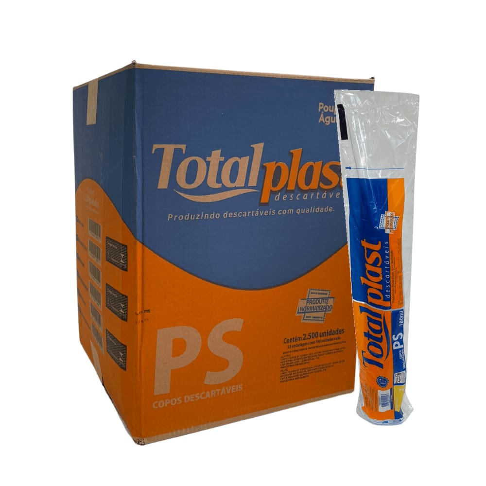 Copo de 180ml Branco PS Totalplast com 2.500 unidades
