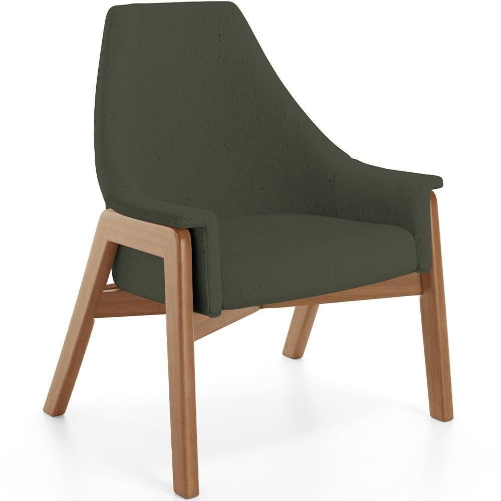 Poltrona Decorativa Sakura L02 Linho Verde Musgo