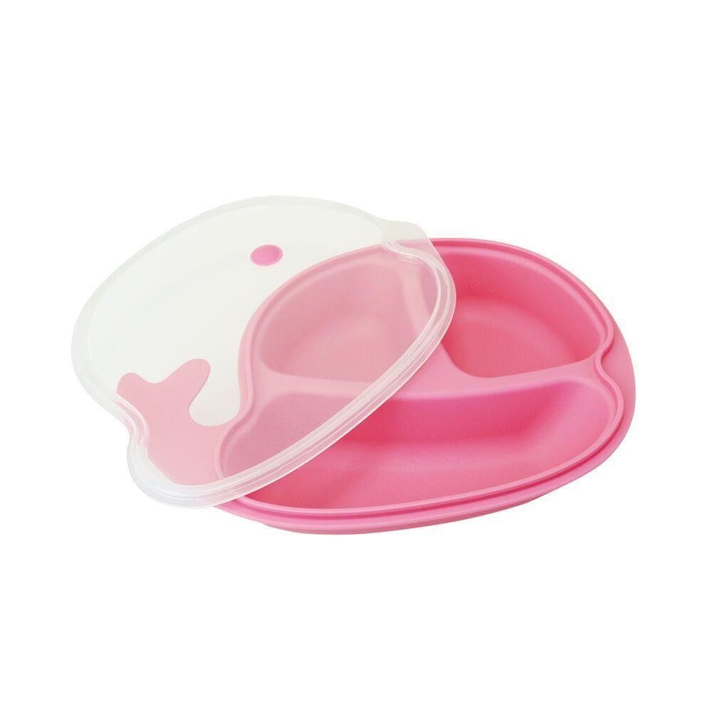 Prato Infantil Rosa Com Divisórias Para Bebê - Design Fofo E Prático