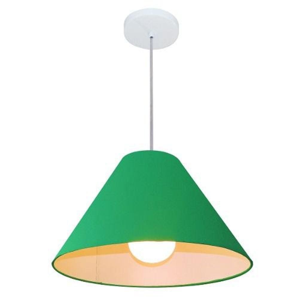 Lustre Pendente Cone Vivare Md-4078 Cúpula Em Tecido 25/40x15cm - Bivolt Verde-folha 127/220v