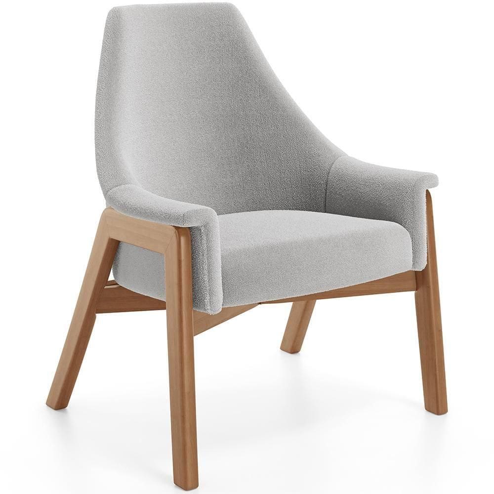 Poltrona Decorativa Sakura L02 Bouclê Cinza - Lyam Decor