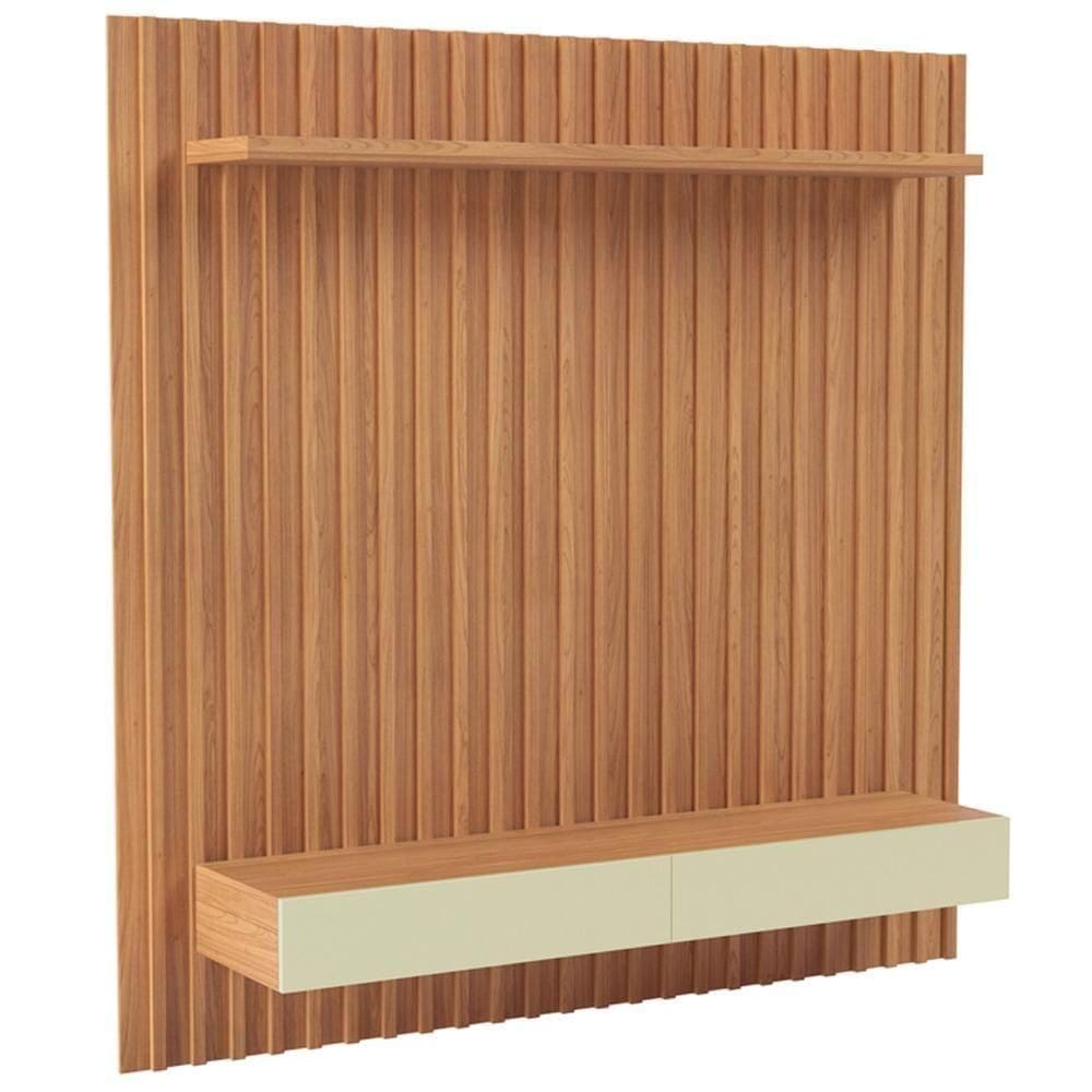 Painel Ripado Para 65 Pol 2 Gavetas 183cm Baraka D03 Freijó Off White - Lyam Decor