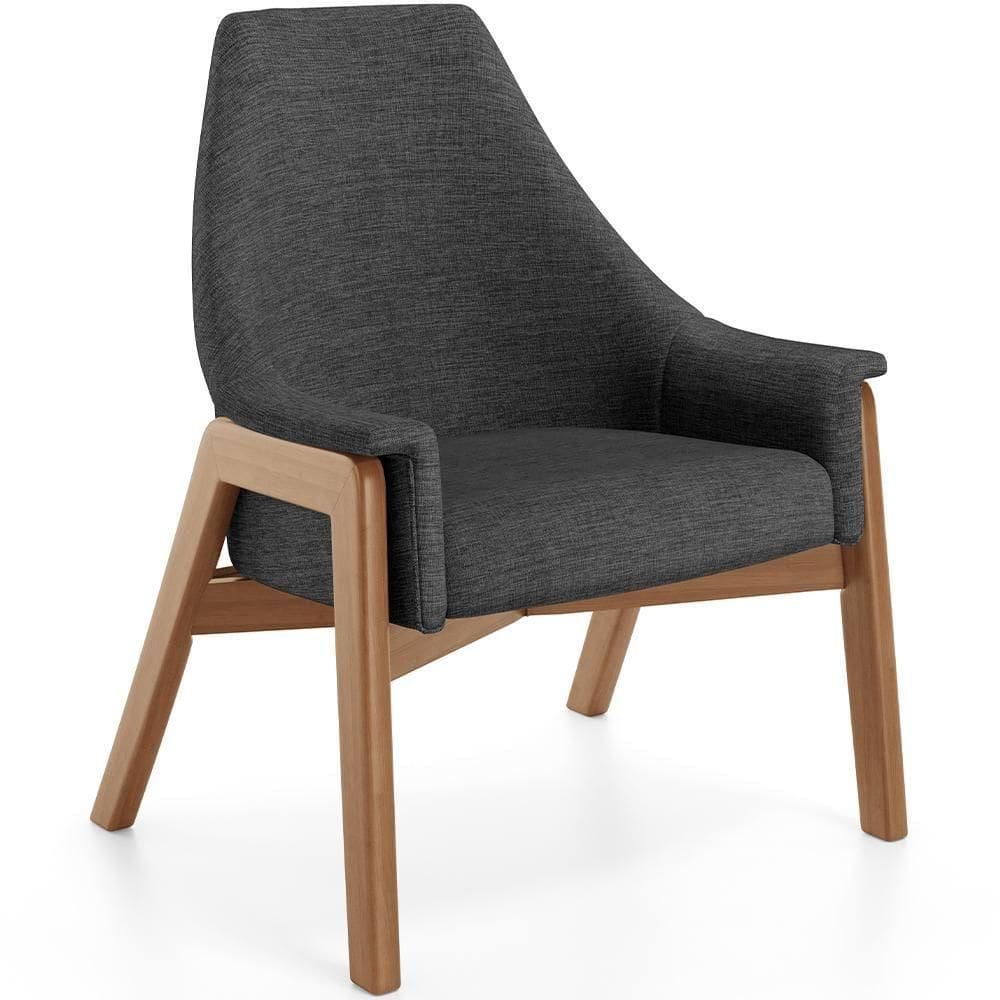 Poltrona Decorativa Sakura L02 Linho Cinza Escuro - Lyam Decor