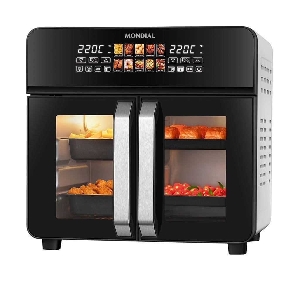 Air Fryer Forno 25L French Door Mondial Preto/Inox 2000W AFDO-25L-FD 220V