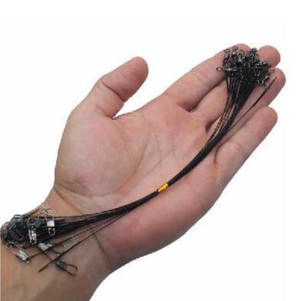 10 Chicote Leader De Pesca 22Cm Empate Com Girador E Snap