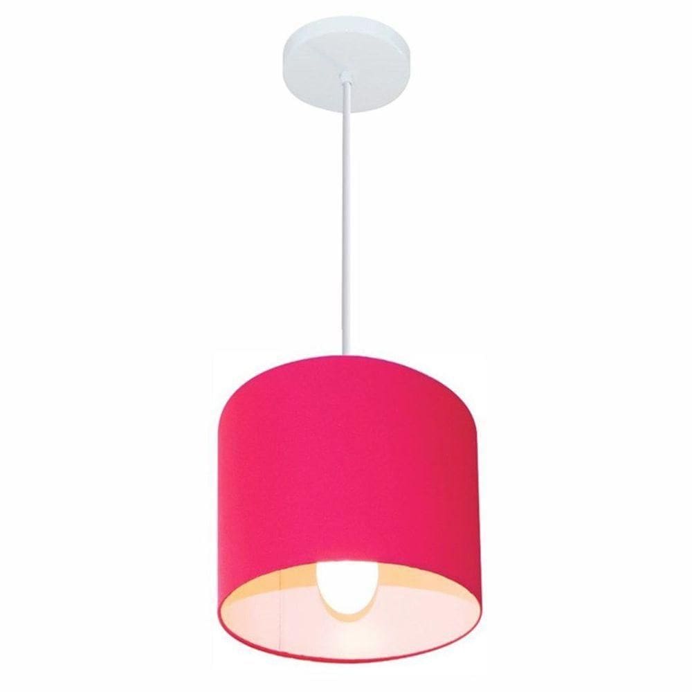 Lustre Pendente Cilíndrico Free Lux Para Mesa De Jantar, Sala, Quarto, Churrasqueira E Balcão. Pink Tam: 18x18cm