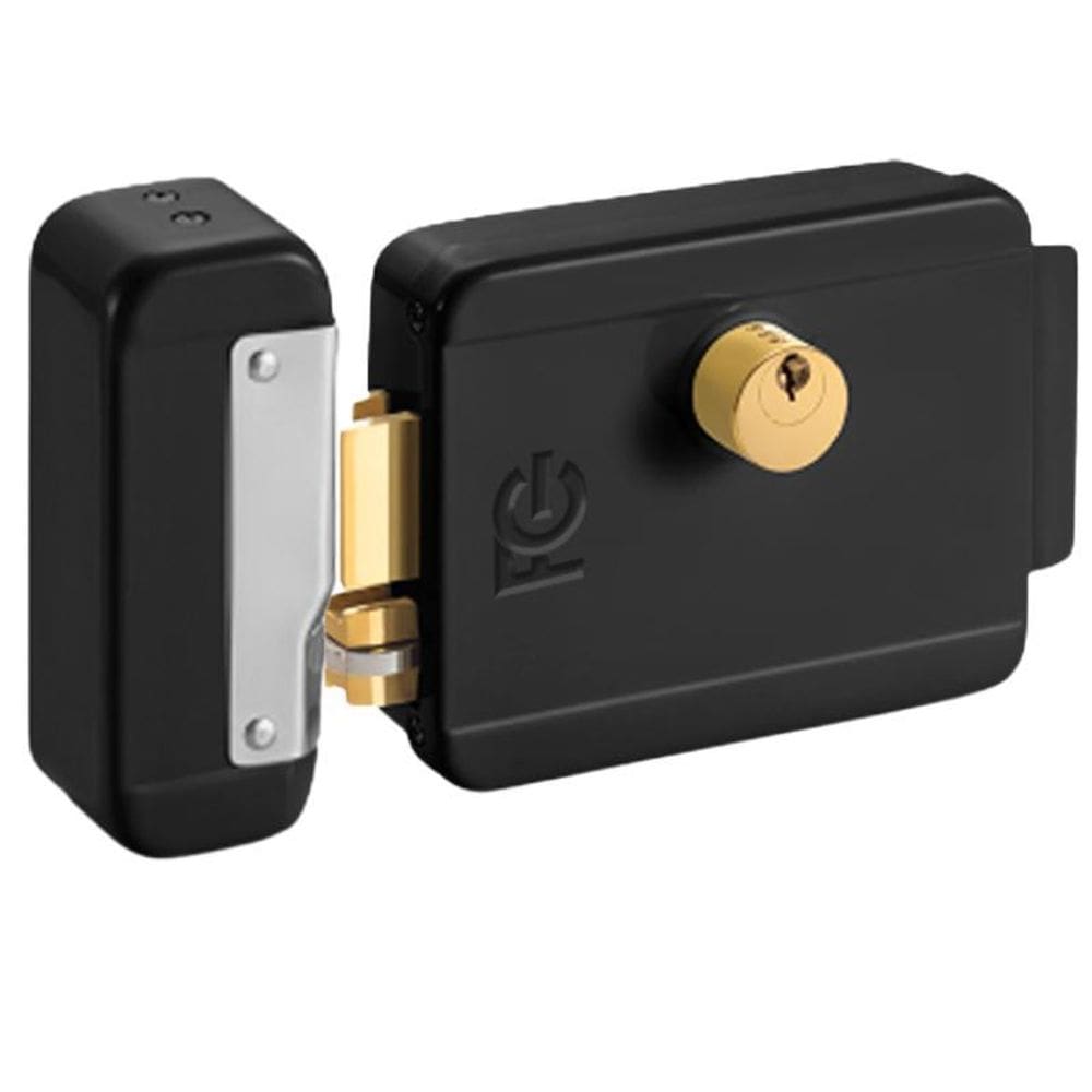 Fechadura Eletrica Sobrepor Preta Reversível 4 Lados