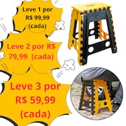 Leve Mais Por Menos Banqueta Plástica Dobrável Altura 45cm Aguenta até 150kg Leve em Qualquer Lugar - FST015