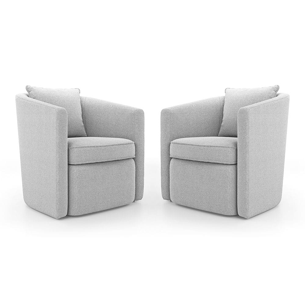 Kit 02 Poltronas Decorativas Sala de Estar Aimê Bouclê Cinza Claro - Desk Design