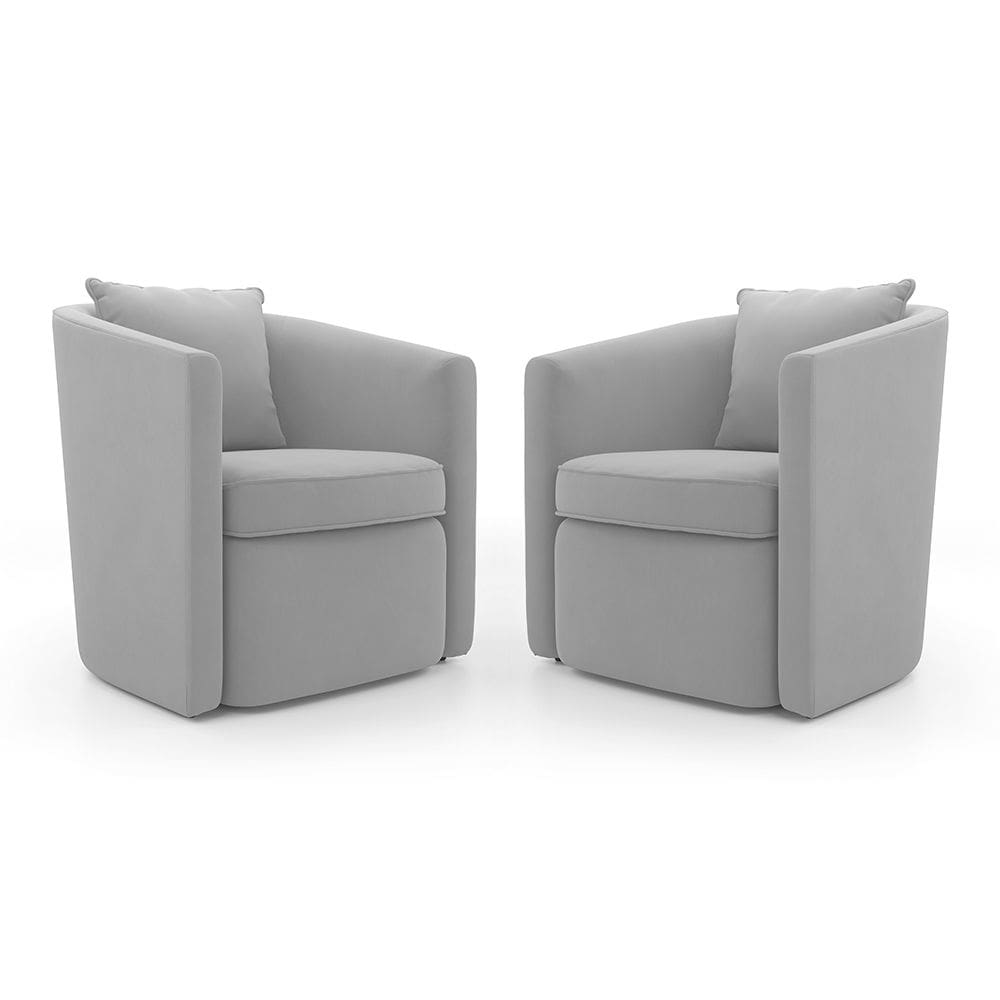 Kit 02 Poltronas Decorativas Sala de Estar Aimê Veludo Cinza Claro - Desk Design