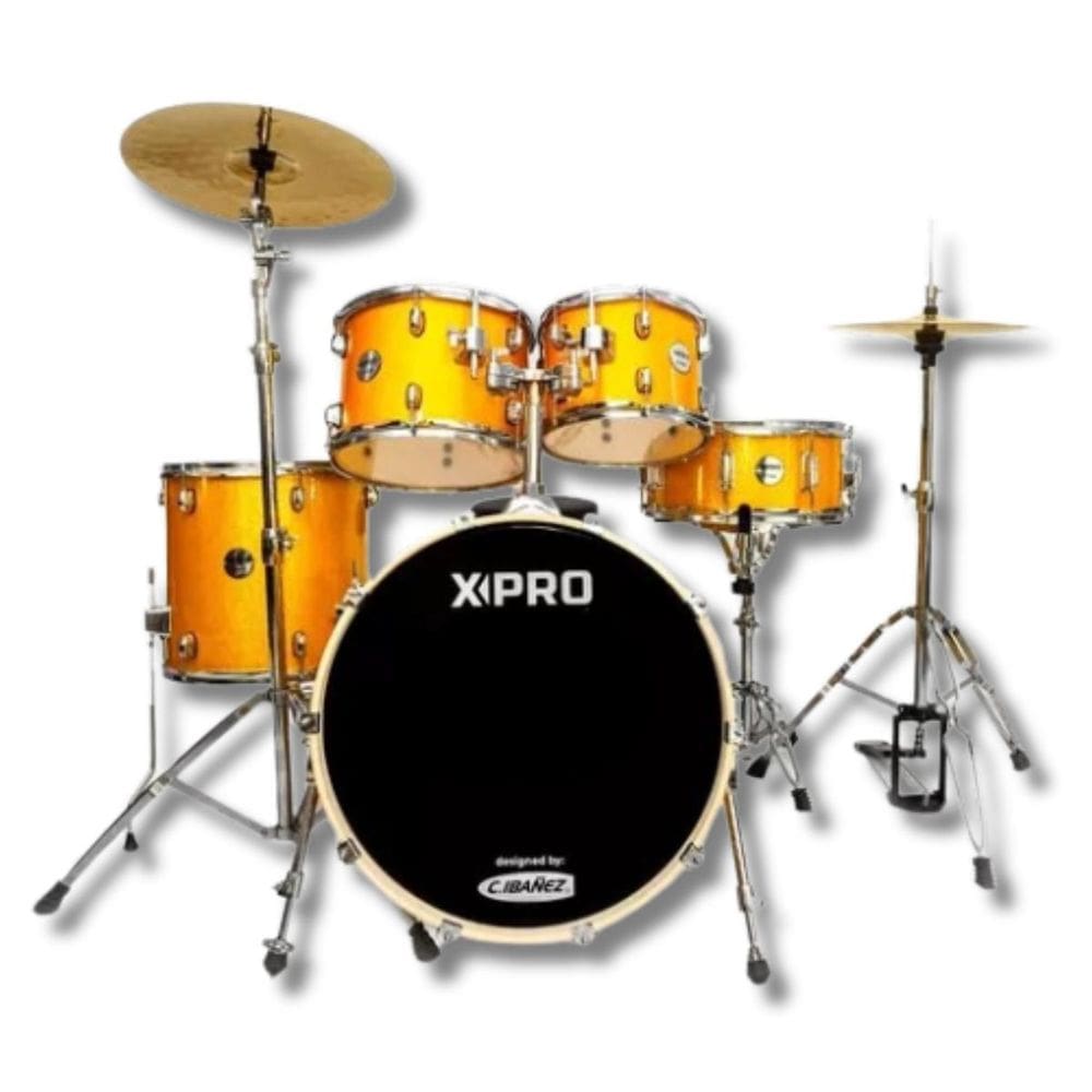 Bateria Stage X-Pro Orange Bumbo 20 Completa Pratos Banco