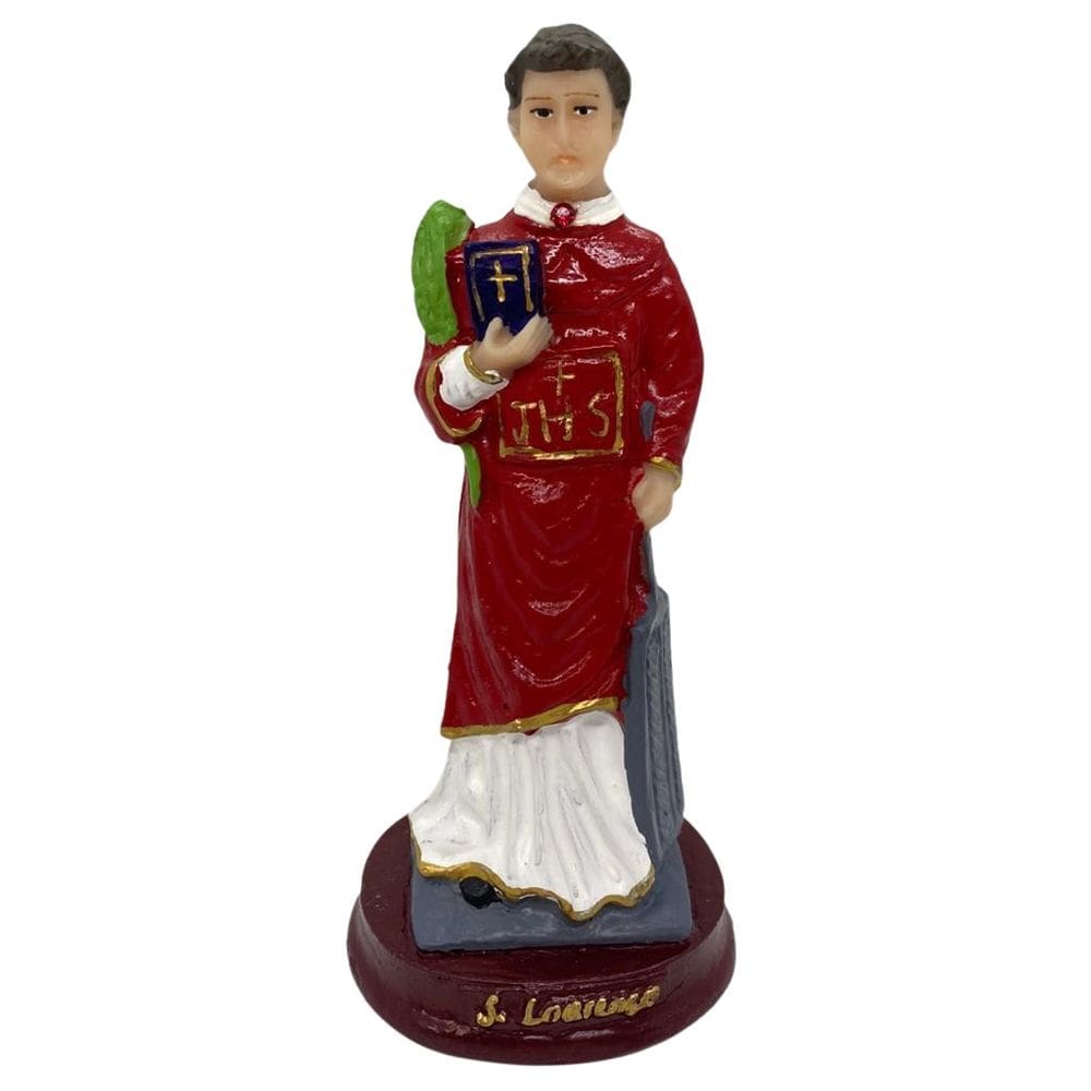 Escultura São Lourenço 15 Cm Em Resina - Coragem