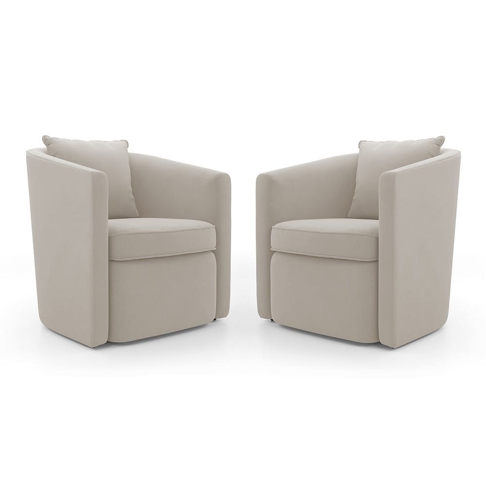 Kit 02 Poltronas Decorativas Sala de Estar Aimê Veludo Bege Claro - Desk Design