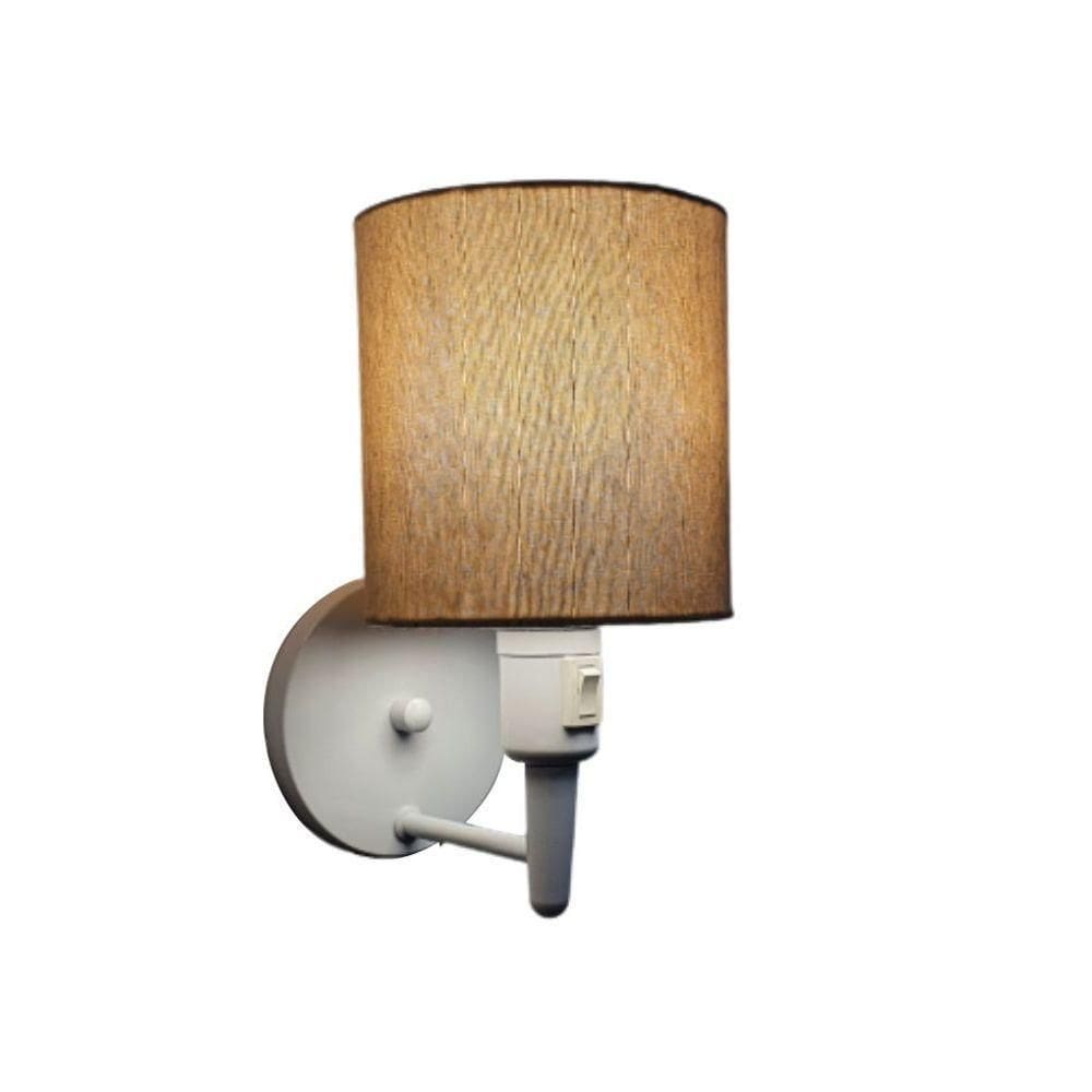 Arandela Cilíndrica Md-2030 Branca Com Liga E Desliga Cúpula Palha - Bivolt