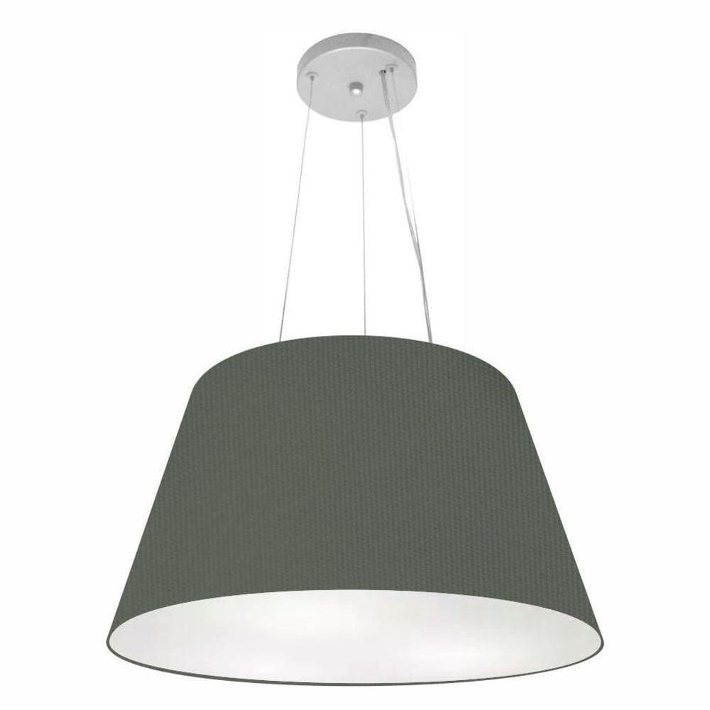 Lustre Pendente Cone Vivare Md-4141 Cúpula Em Tecido 30/50x35cm - Bivolt Cinza-escuro 127/220v