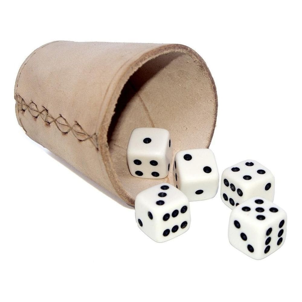 Copo De Couro Lançador Com 5 Dados - General Yahtzee Bozó