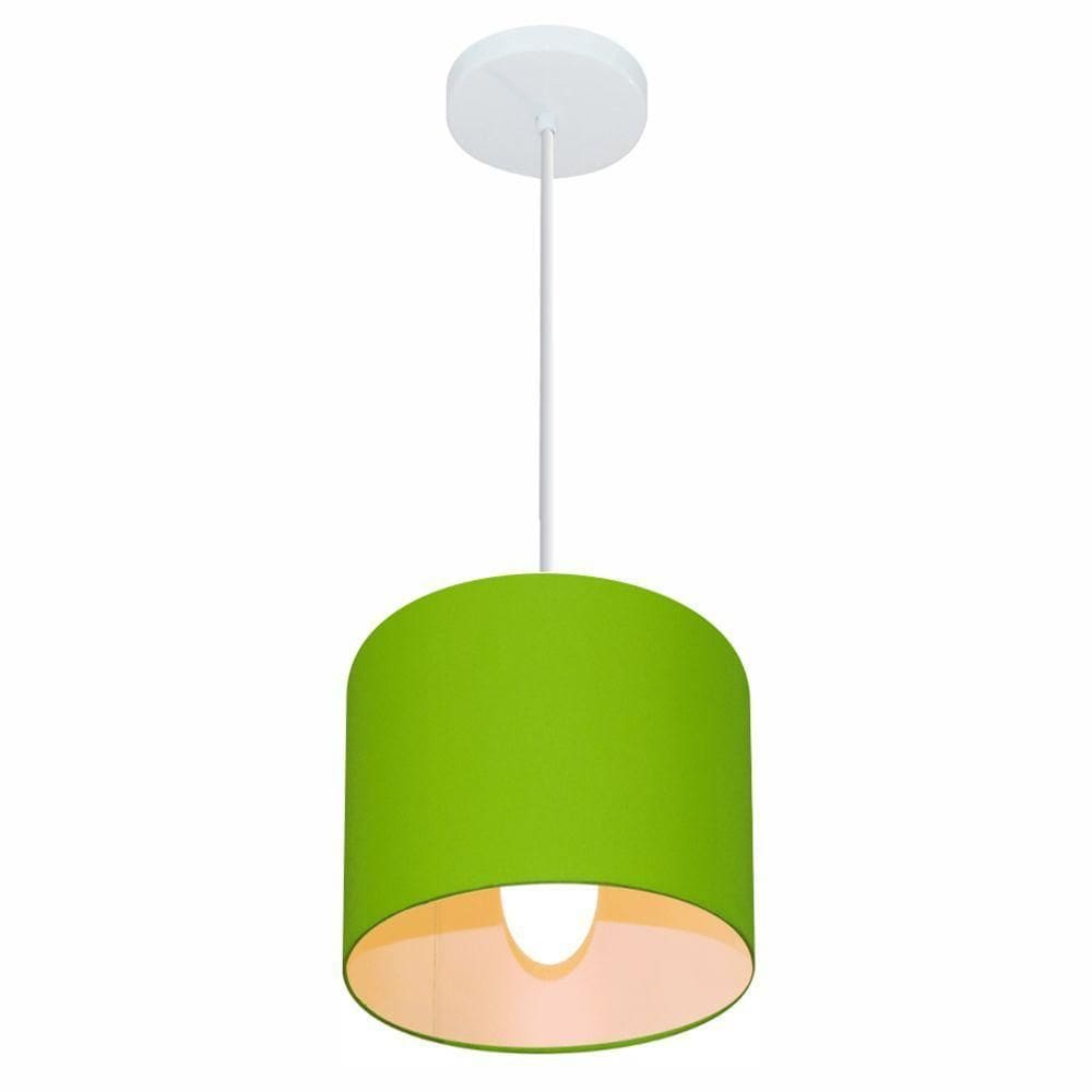 Lustre Pendente Cilíndrico Free Lux Para Mesa De Jantar, Sala, Quarto, Churrasqueira E Balcão. Verde-limão Tam: 18x18cm