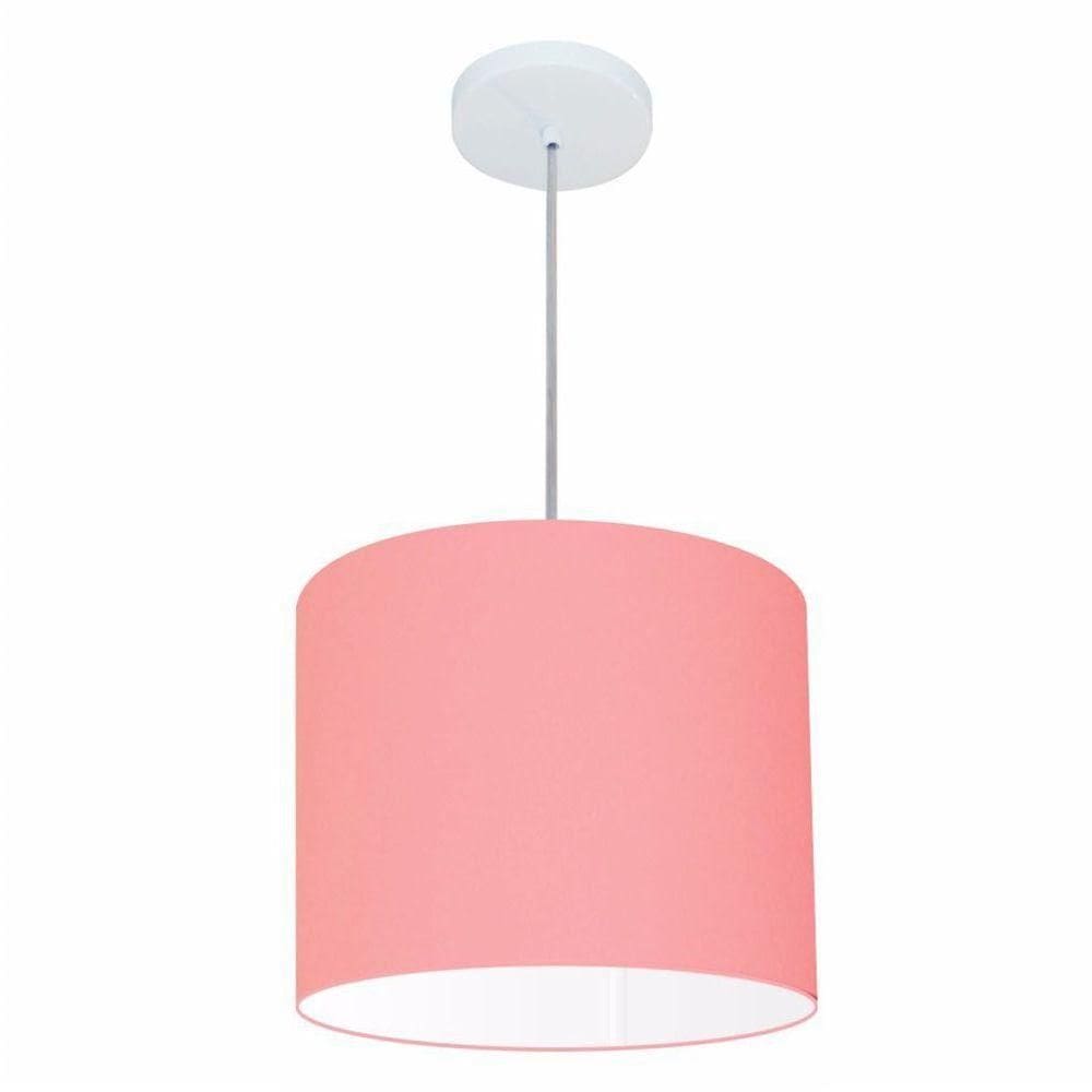 Lustre Pendente Cilíndrico Free Lux Para Mesa De Jantar, Sala, Quarto, Churrasqueira E Balcão. Rosa-bebê Tam: 30x25cm