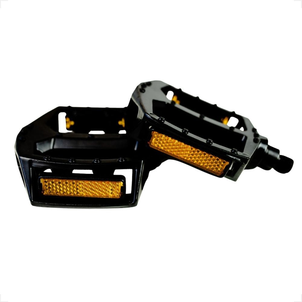 Pedal Bike Aluminio Plataforma Rosca Fina 1/2 Mtb Preto Com Refletor Sueco