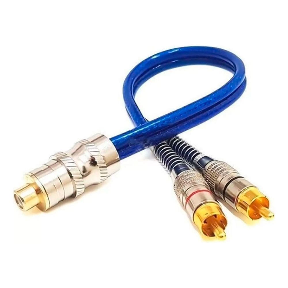 Cabo Svart Y Plug Metal 5mm Azul 2 Fêmeas 1 Macho Svart