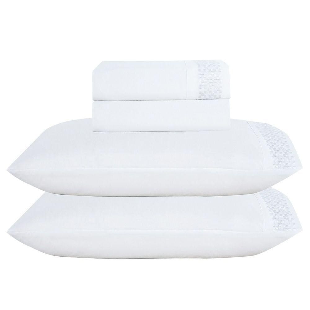 Jogo De Cama Lençol Casal Eclipse 4 Peças - Branco - 100% Poliéster