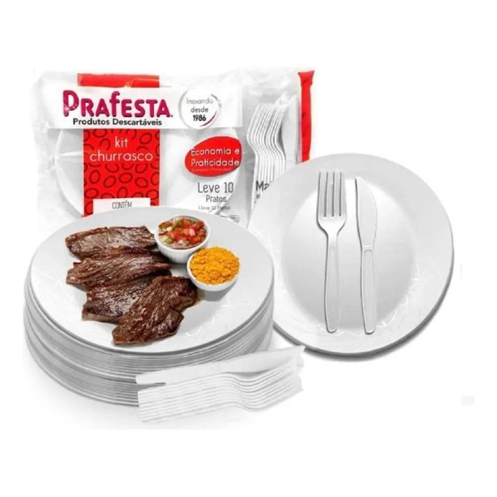 2X 30 Kit Churrasco Faca Garfo Prato Descartável 90 Un