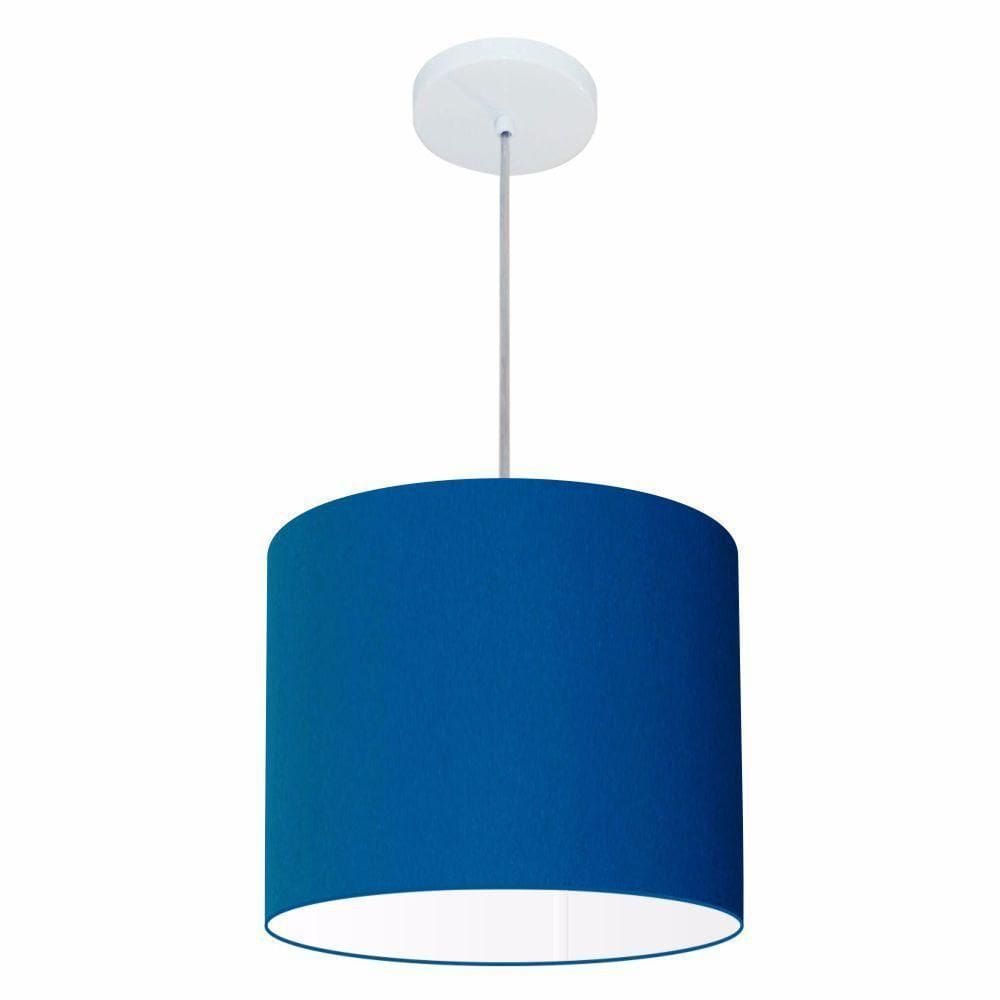 Lustre Pendente Cilíndrico Free Lux Para Mesa De Jantar, Sala, Quarto, Churrasqueira E Balcão. Azul-marinho Tam: 30x25cm