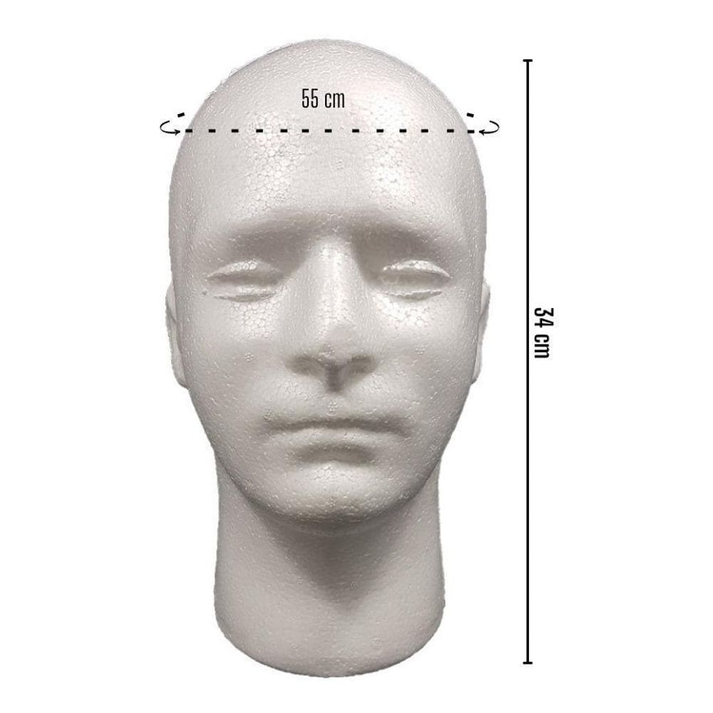 Cabeça De Manequim Masculino Isopor Cherey - Peruca, Chapéu